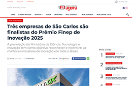 <h6><a href="https://www.saocarlosagora.com.br/cidade/tres-empresas-de-sao-carlos-sao-finalistas-do-premio-finep-de-inovacao/186345/" target="_blank" rel="noopener">três empresas de São Carlos são finalistas do prêmio Finep de inovação 2025</a></h6><p><a href="https://www.saocarlosagora.com.br/cidade/tres-empresas-de-sao-carlos-sao-finalistas-do-premio-finep-de-inovacao/186345/" target="_blank" rel="noopener">São Carlos Agora</a></p>